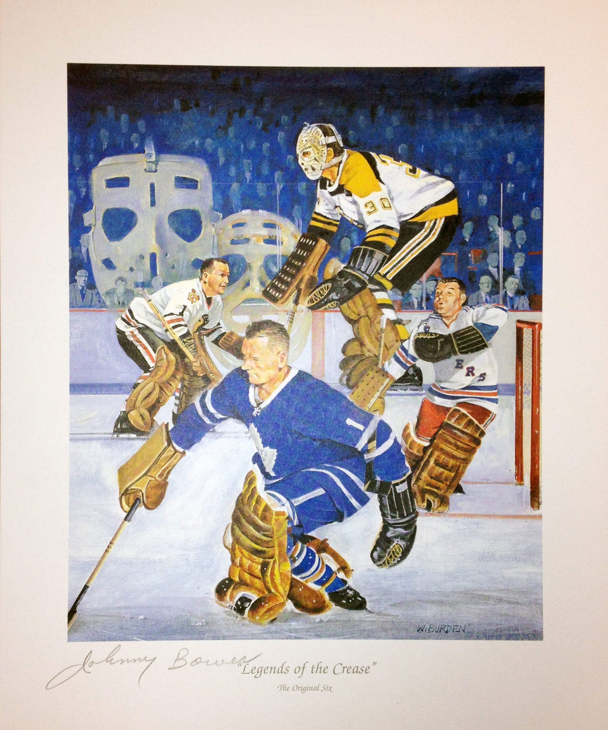 Legends of the Crease Signed Lithograph - Johnny Bower
