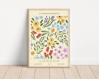 Flower Market - London | Modern Botanical Art Exhibition Print (available handframed or unframed)