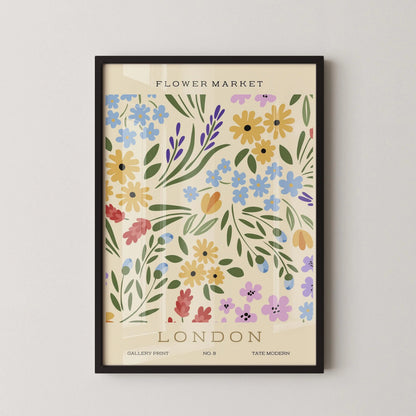 Flower Market - London | Modern Botanical Art Exhibition Print (available handframed or unframed)