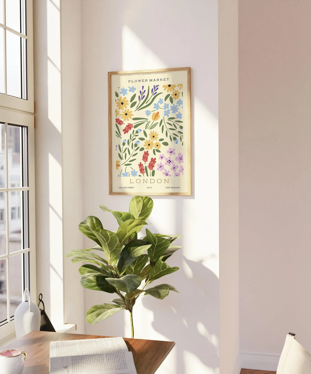 Flower Market - London | Modern Botanical Art Exhibition Print (available handframed or unframed)