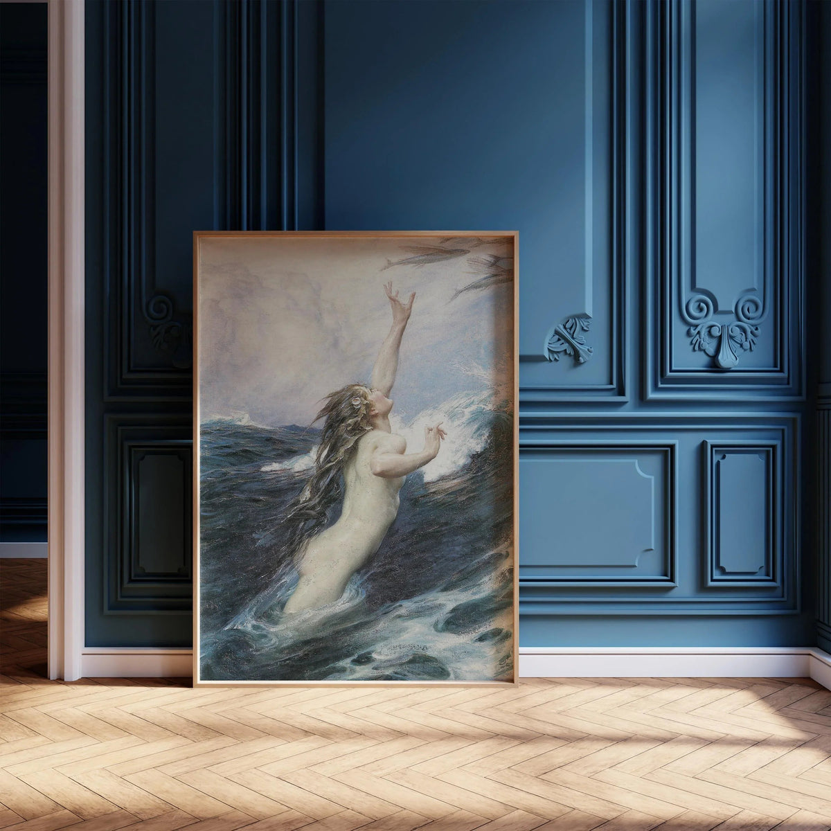 Flying Fish - Herbert James Draper | Romantic Ocean Fantasy | Mythological Nude Vintage Sea Goddess Print (available handframed or unframed)