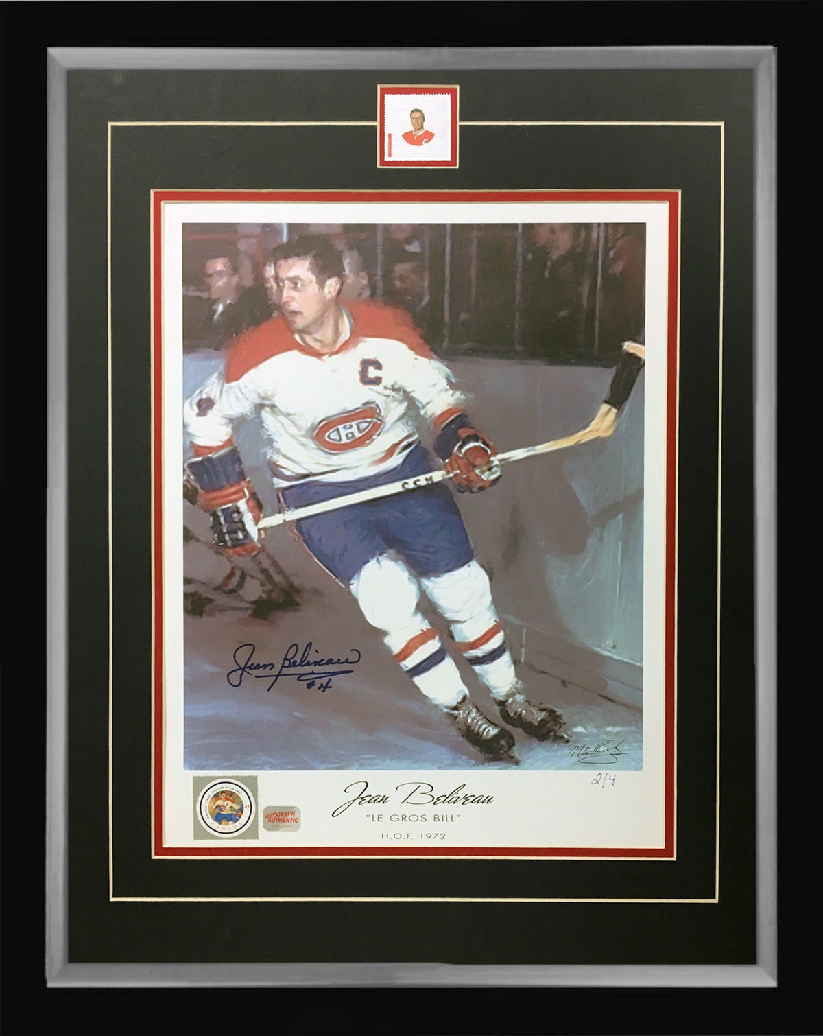 Jean Beliveau Signed Framed Lithograph #2 of 4 (24x20)