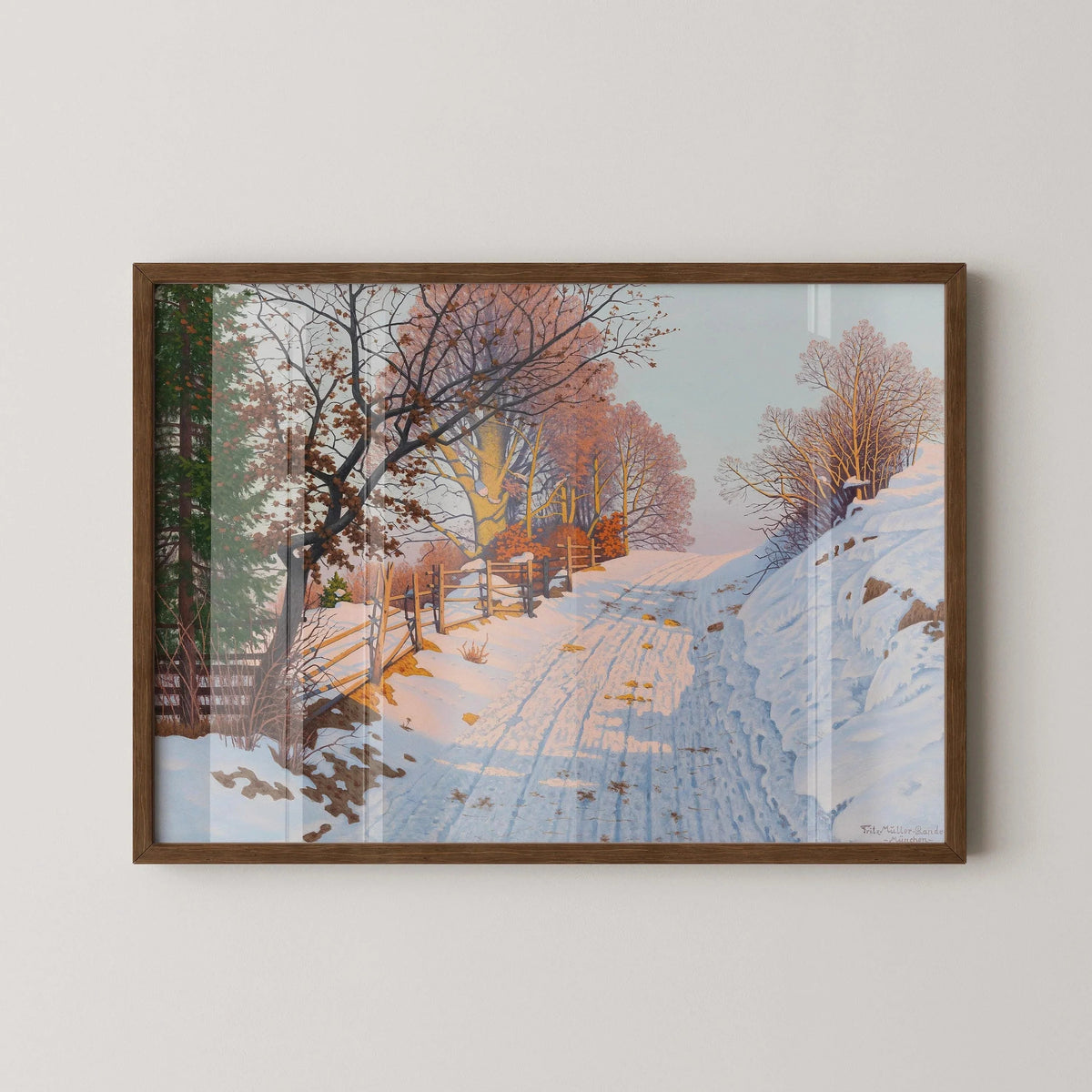 Fritz M√ºller-Landeck Winter Landscape Art Print: German Countryside
