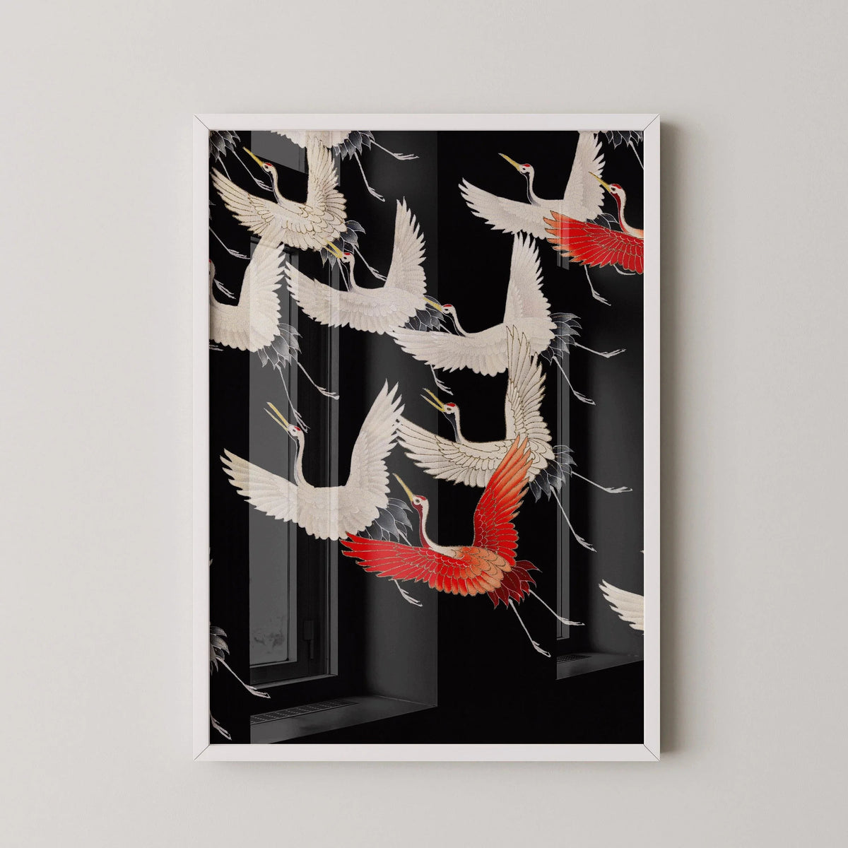 Estampe japonaise « Grues en vol » : Giclée d'art