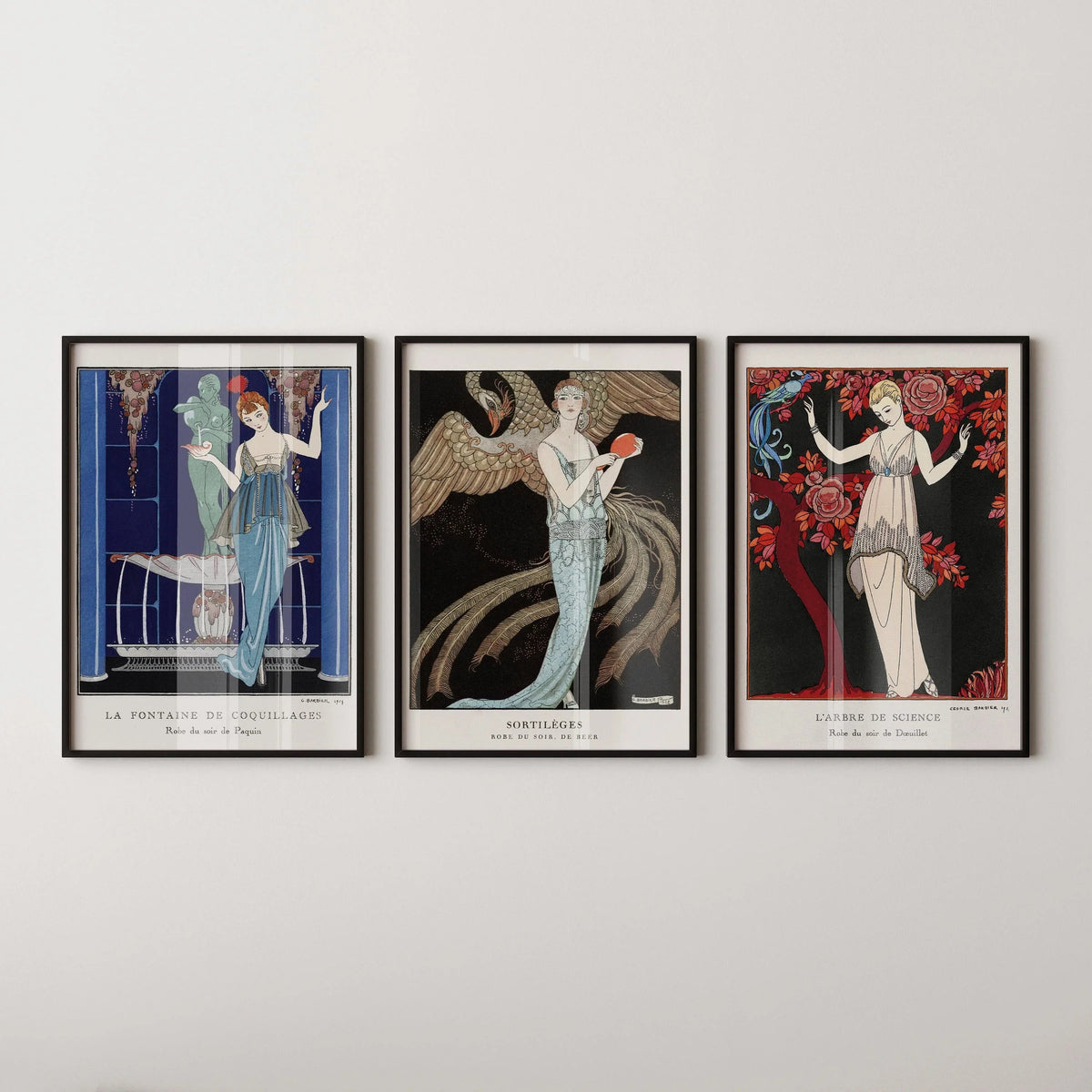 Triptyque George Barbier | Célèbres illustrations de mode Art Nouveau disponibles encadrées