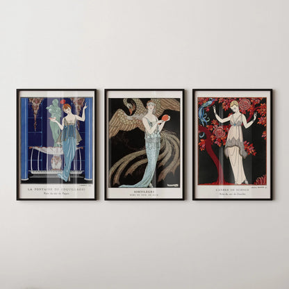 Triptyque George Barbier | Célèbres illustrations de mode Art Nouveau disponibles encadrées