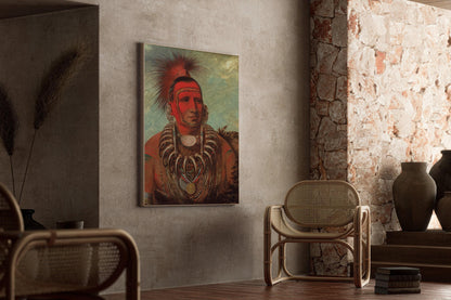 Estampe de George Catlin : Petit Loup, portrait amérindien