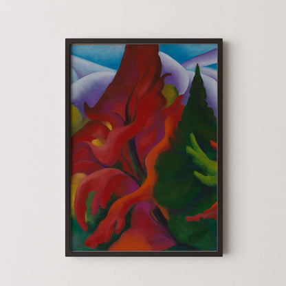 Georgia O'Keeffe : Arbres en automne – Giclée – Œuvre d'art encadrée à la main