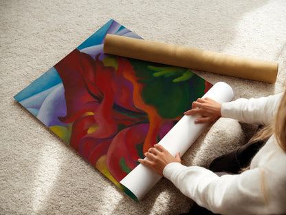 Georgia O'Keeffe : Arbres en automne – Giclée – Œuvre d'art encadrée à la main
