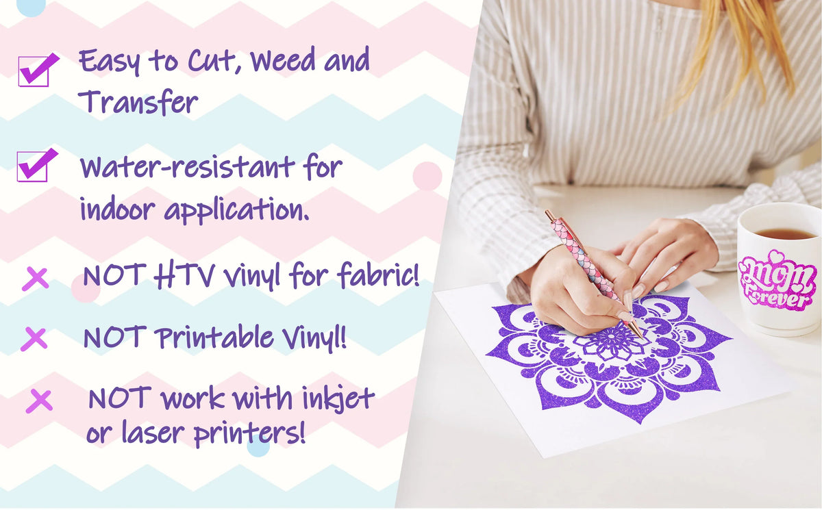 TeckWrap Glitter Adhesive Vinyl- Black | Durable & Easy-to-Cut | Perfect for Craft Projects!