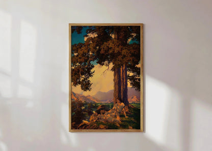 Impression d'art Maxfield Parrish : Rêverie sur la colline dorée (encadrée à la main ou sans cadre)