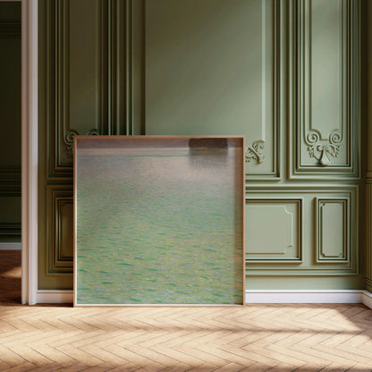 Gustav Klimt - Impression L'île sur l'Attersee : Scène paisible du lac vert