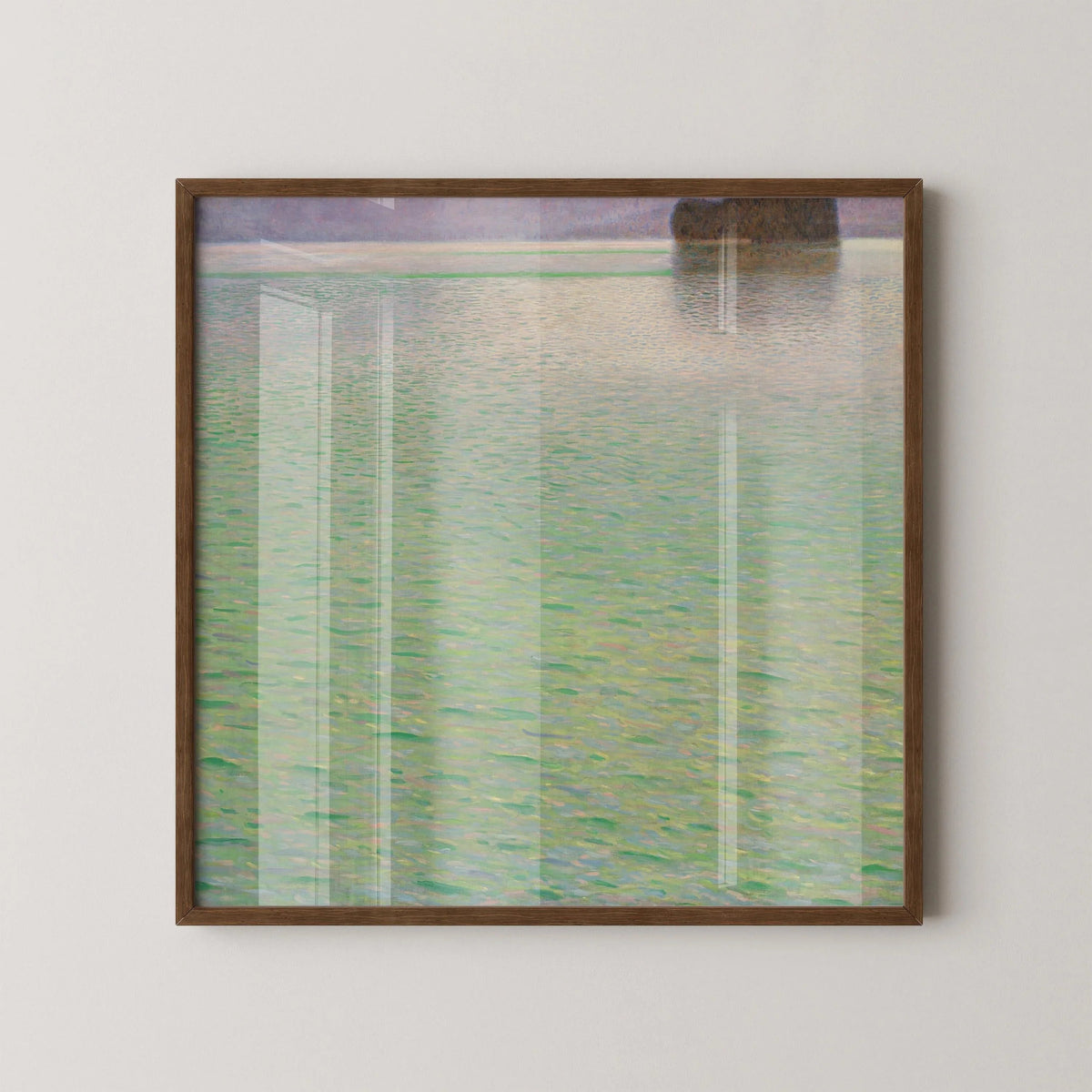 Gustav Klimt - Impression L'île sur l'Attersee : Scène paisible du lac vert