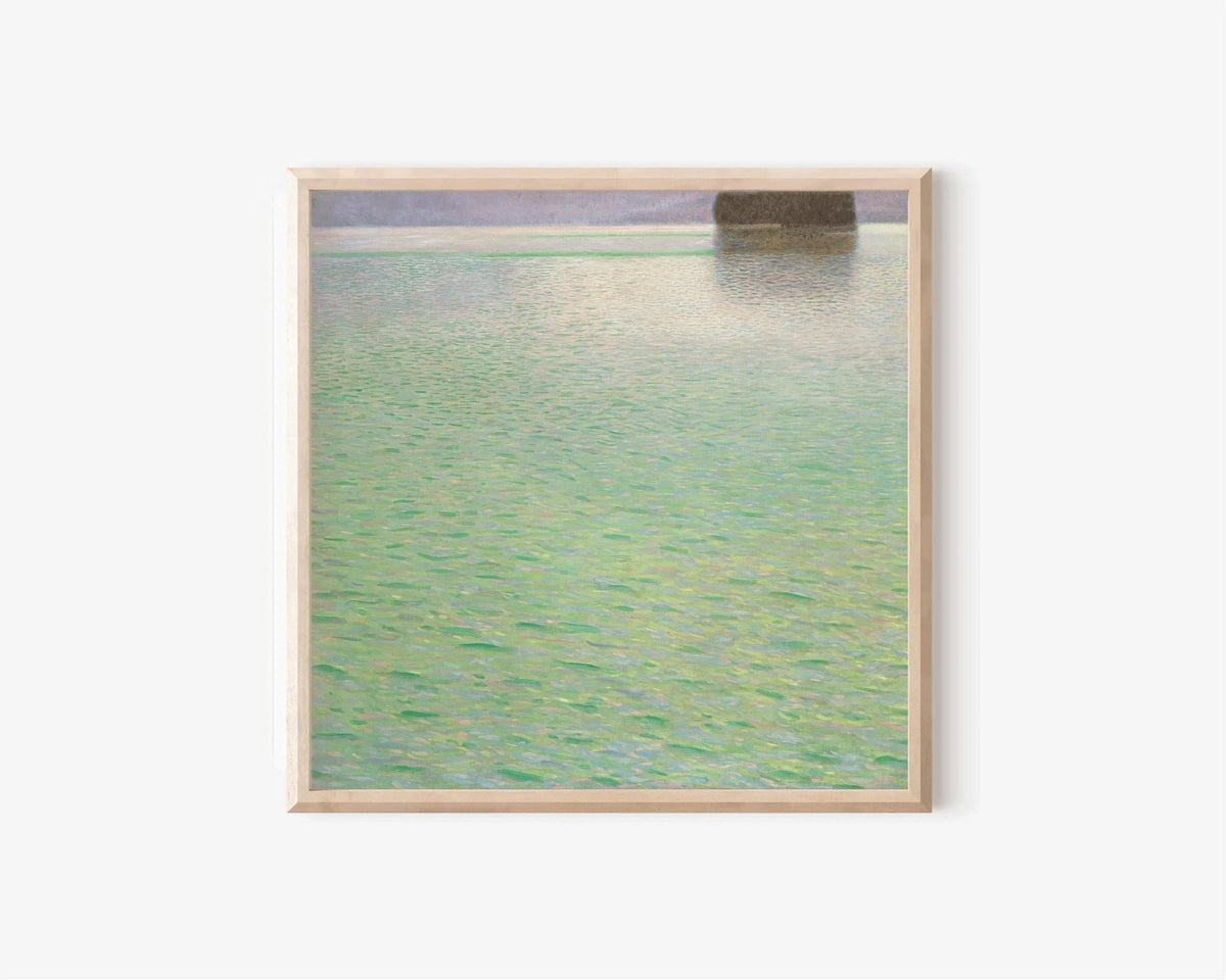 Gustav Klimt - Impression L'île sur l'Attersee : Scène paisible du lac vert