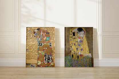Gustav Klimt STATEMENT DUO Prints - The Embrace and The Kiss |  | Iconic Art Famous Painting available framed
