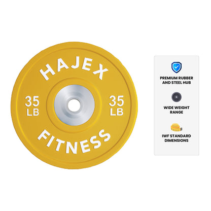 Plaques de pare-chocs HAJEX Olympic Competition Steel Hub colorées - 15, 25, 35, 45, 55 LB