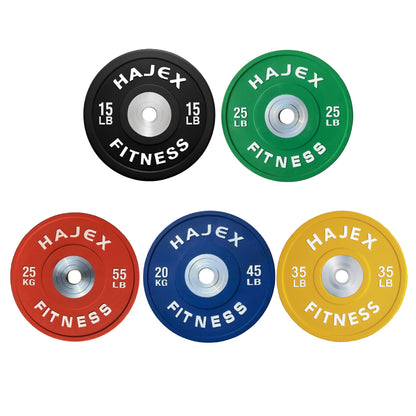 Plaques de pare-chocs HAJEX Olympic Competition Steel Hub colorées - 15, 25, 35, 45, 55 LB