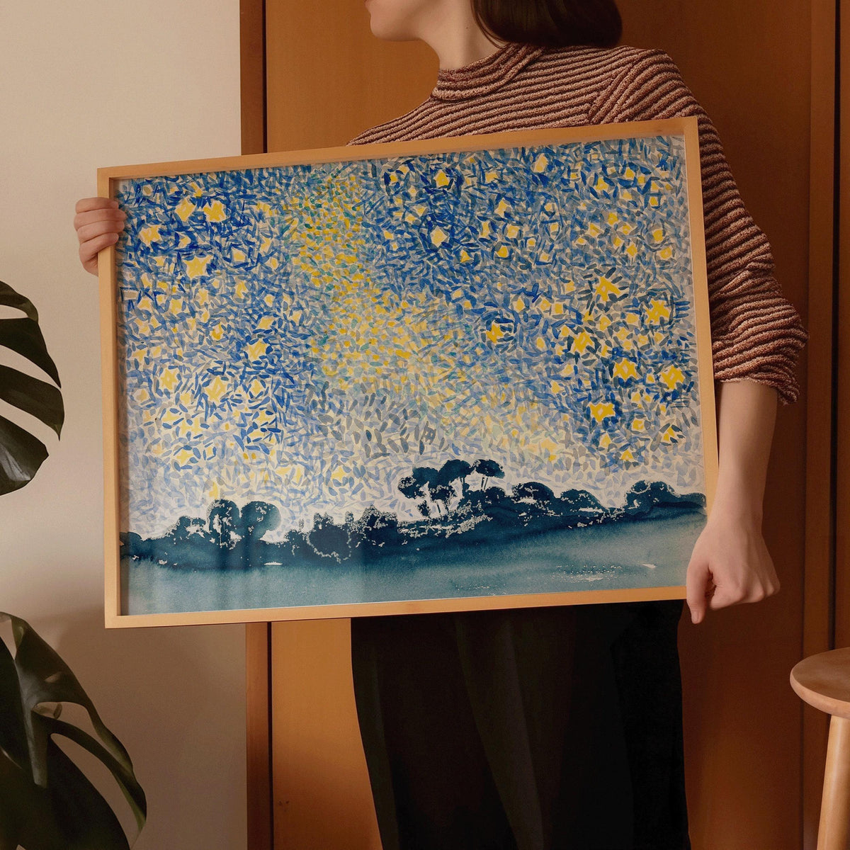 Henri-Edmond Cross - Landscape with Starry Sky | Famous Impressionist Art (available handframed or unframed)