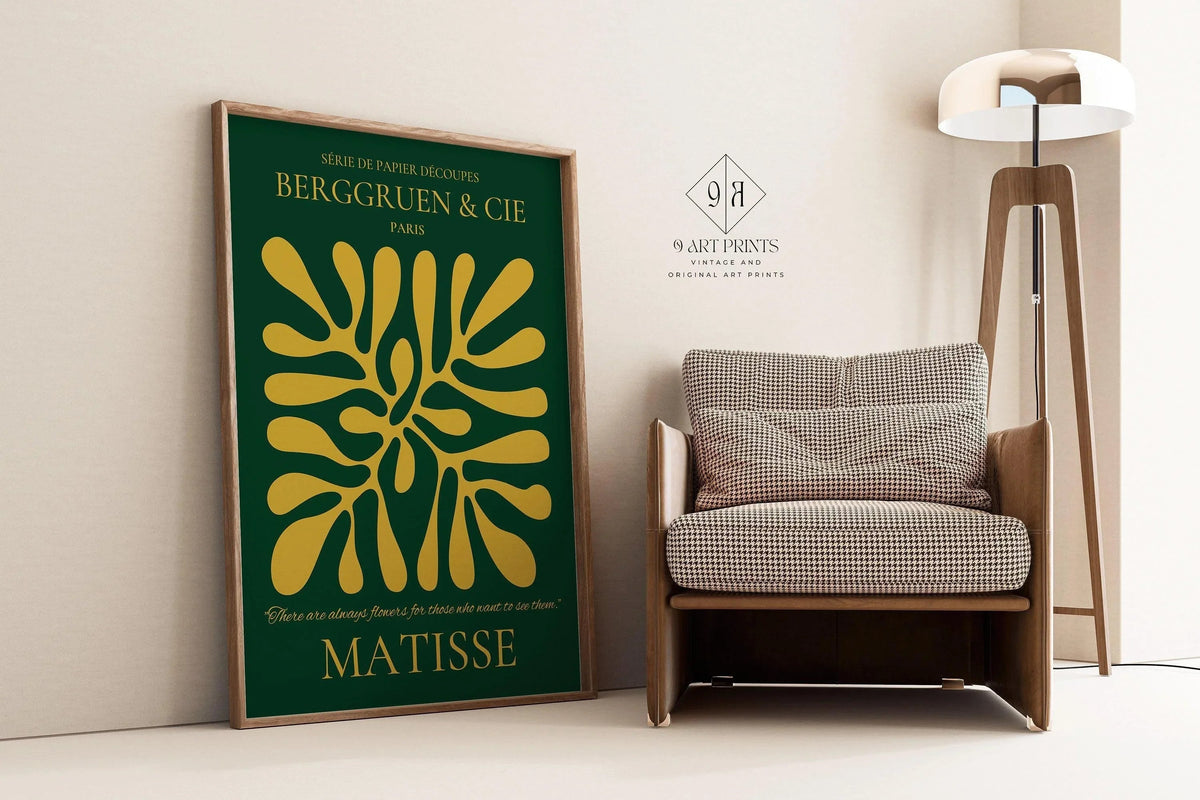Affiche d'exposition "Papiers Découpés" d'Henri Matisse : Vert Forêt et Or