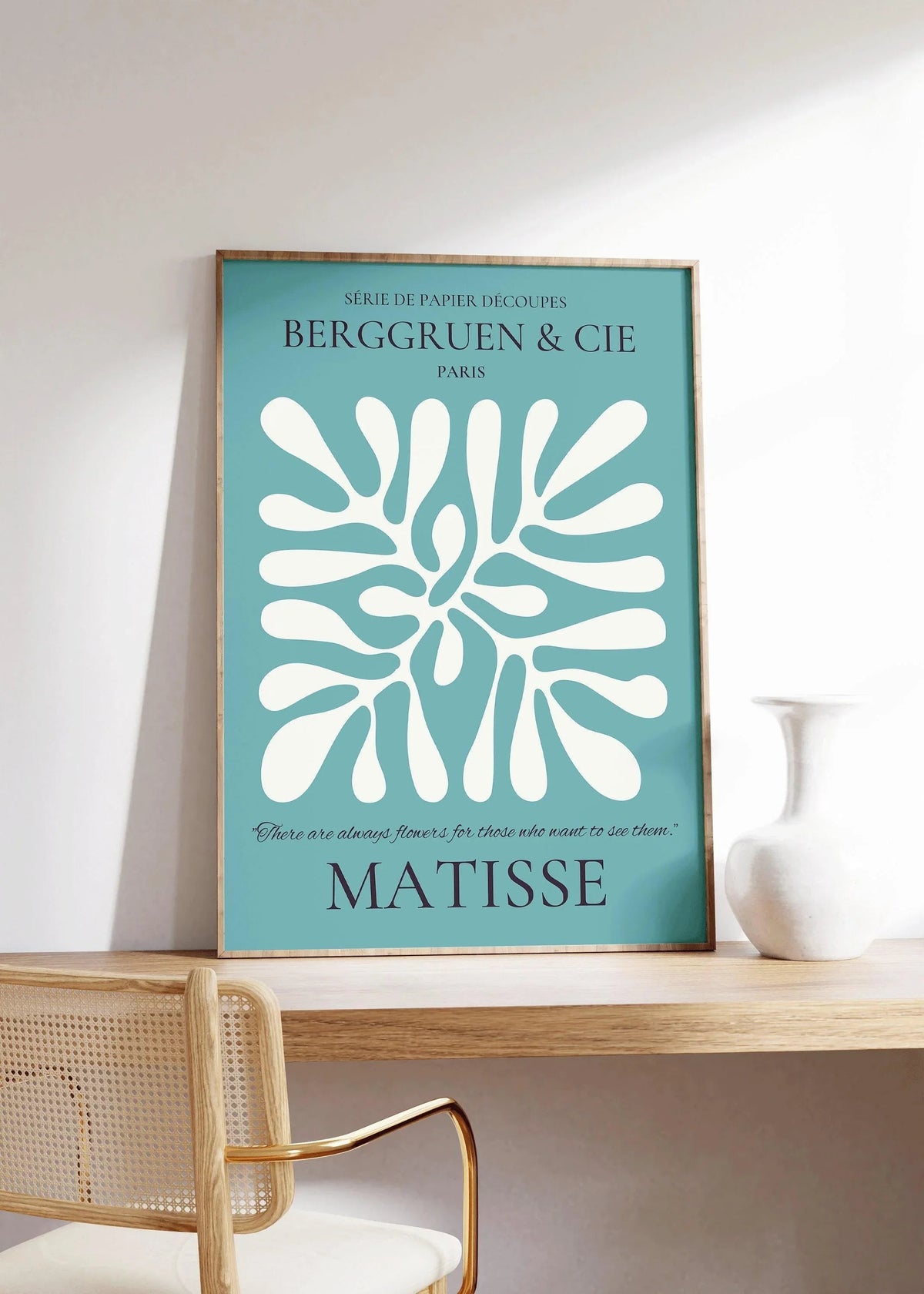 Estampe feuillage Henri Matisse : Affiche d'exposition sarcelle, qualité musée