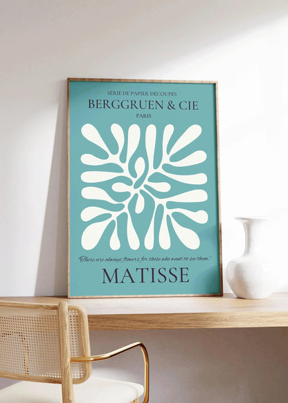 Estampe feuillage Henri Matisse : Affiche d'exposition sarcelle, qualité musée