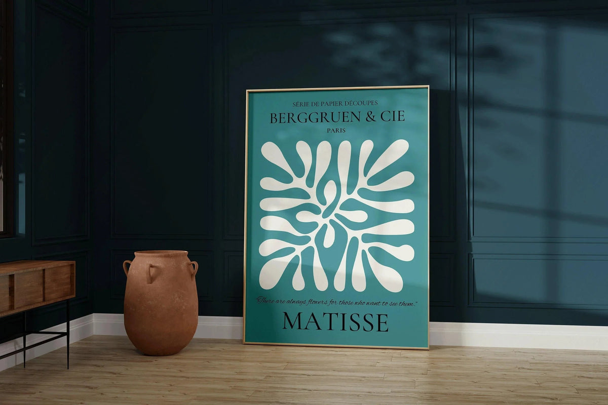 Estampe feuillage Henri Matisse : Affiche d'exposition sarcelle, qualité musée