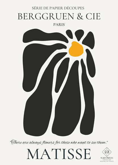 Henri Matisse - Papier Decoupes Black Flower | Famous Painting (available handframed or unframed)