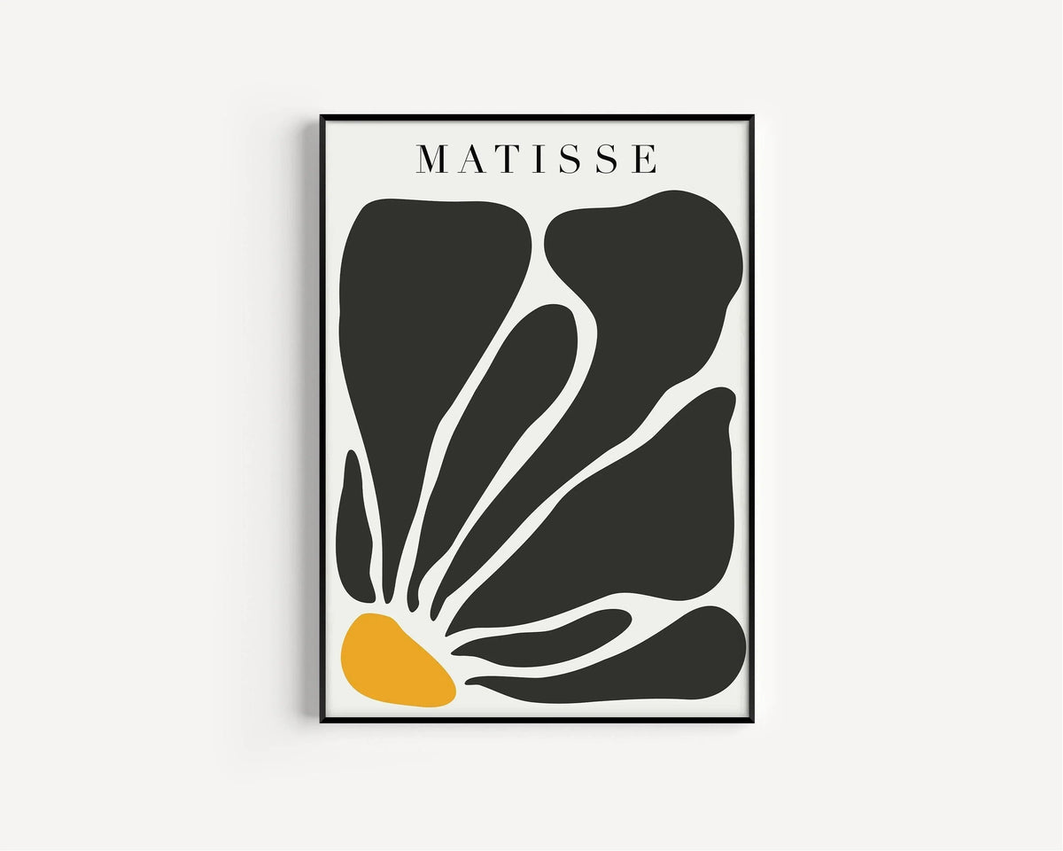 Henri Matisse - Fleur noire en papier découpé | Tableau célèbre (disponible encadré à la main ou non encadré)