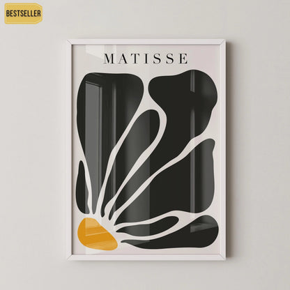 Henri Matisse - Fleur noire en papier découpé | Tableau célèbre (disponible encadré à la main ou non encadré)