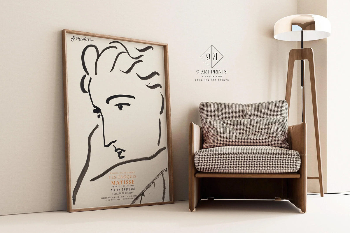 Henri Matisse - Profile of a Woman | Famous Sketch Art (available handframed or unframed)