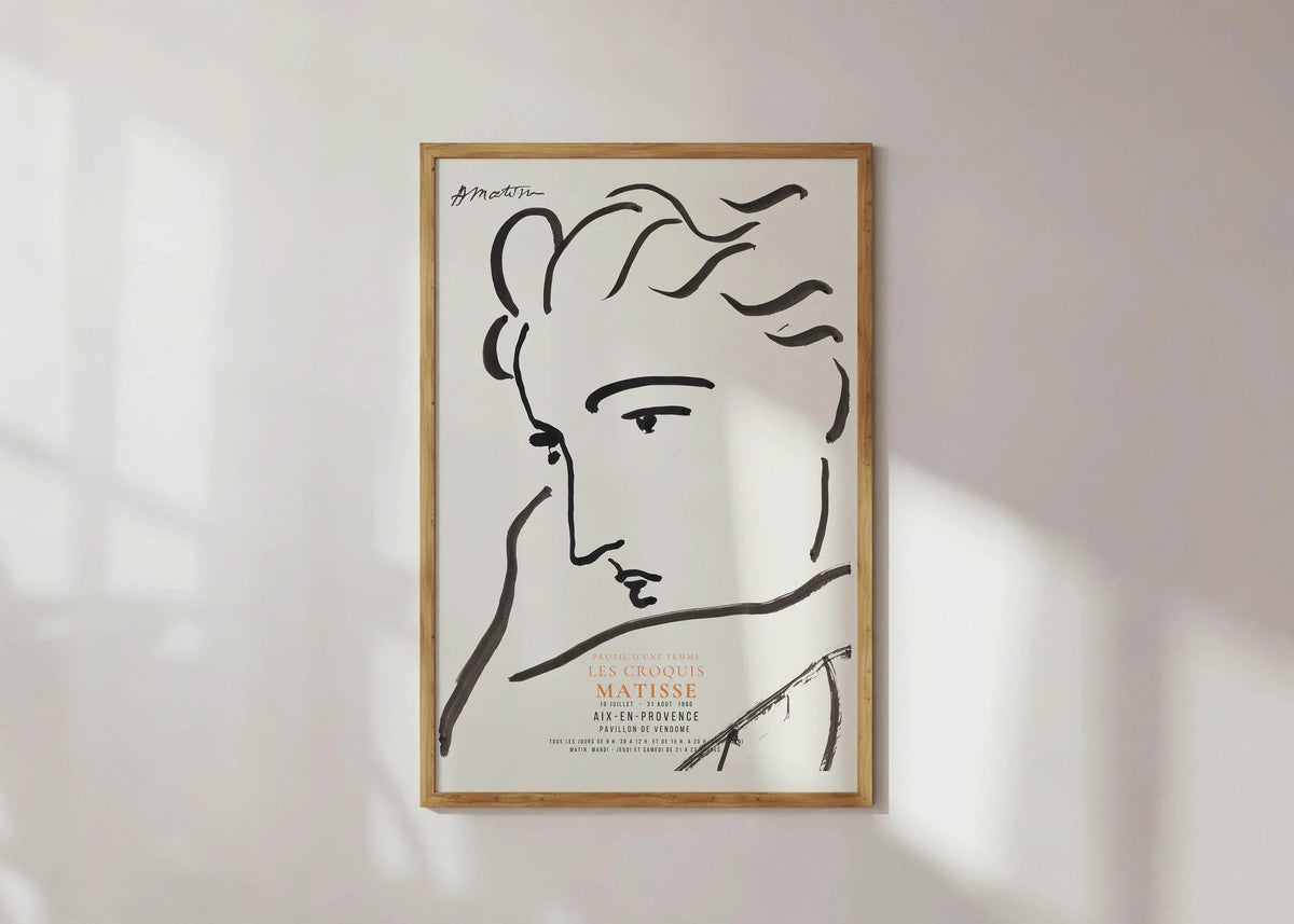 Henri Matisse - Profile of a Woman | Famous Sketch Art (available handframed or unframed)