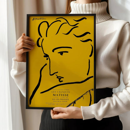 Henri Matisse Woman Profile Art Print: Yellow & Black Sketch, Giclee on Hahnemuhle Paper