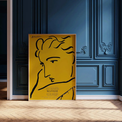 Henri Matisse Woman Profile Art Print: Yellow & Black Sketch, Giclee on Hahnemuhle Paper