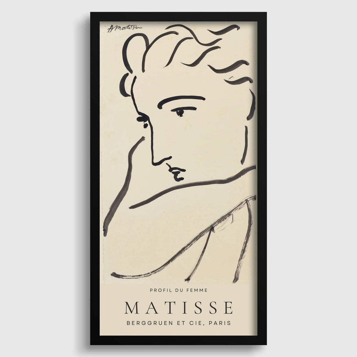 Impression d'art grand format (2x1) « Croquis de femme de profil » d'Henri Matisse