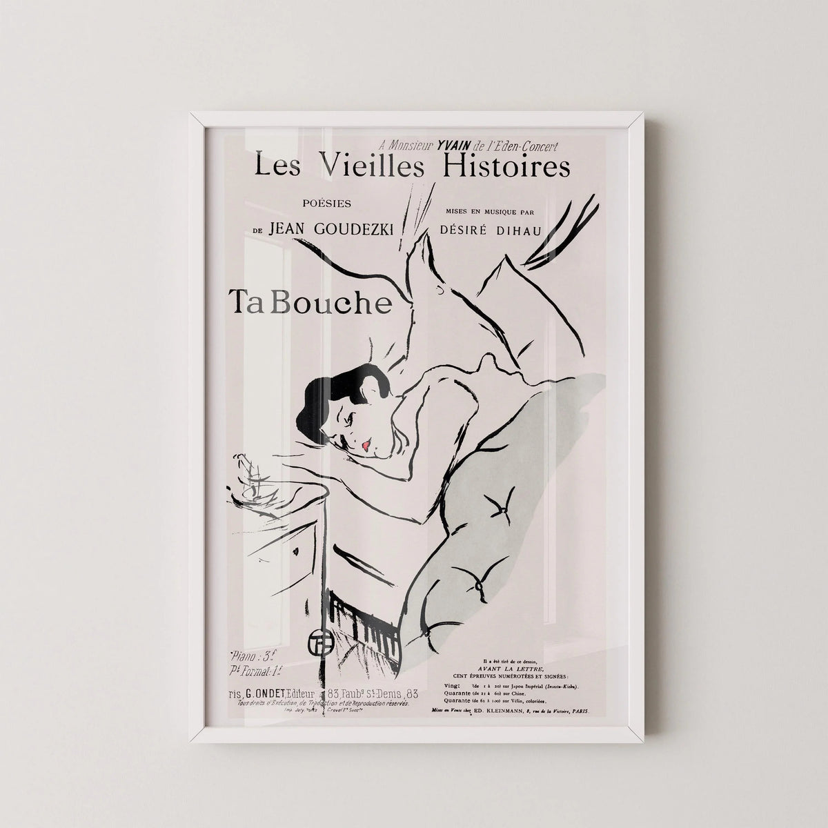 Henri Toulouse Lautrec - Ta Bouche | Affiche d'art neutre célèbre (disponible encadrée à la main ou non encadrée)