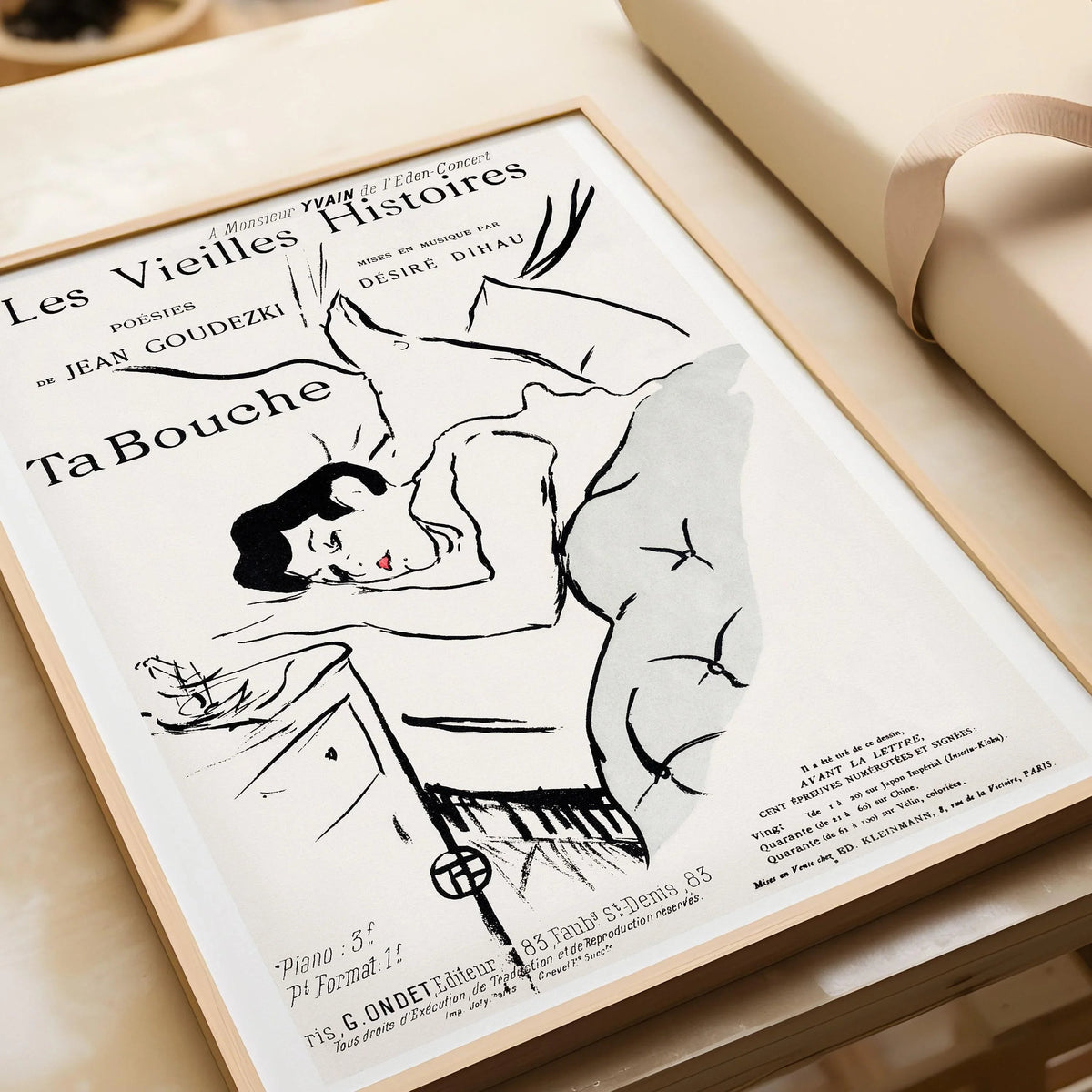 Henri Toulouse Lautrec - Ta Bouche | Affiche d'art neutre célèbre (disponible encadrée à la main ou non encadrée)