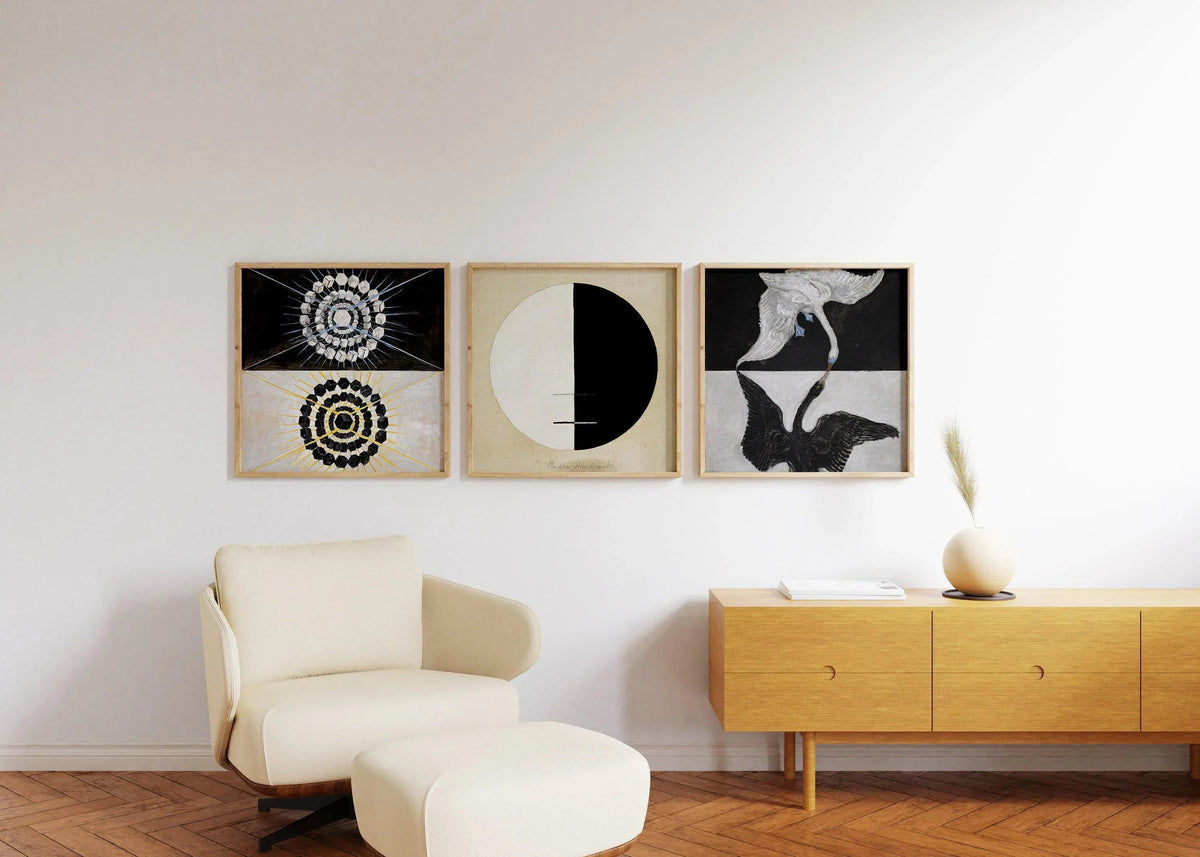 Hilma Af Klint STATEMENT TRIO Art | Abstract Vintage Art available framed 1x1