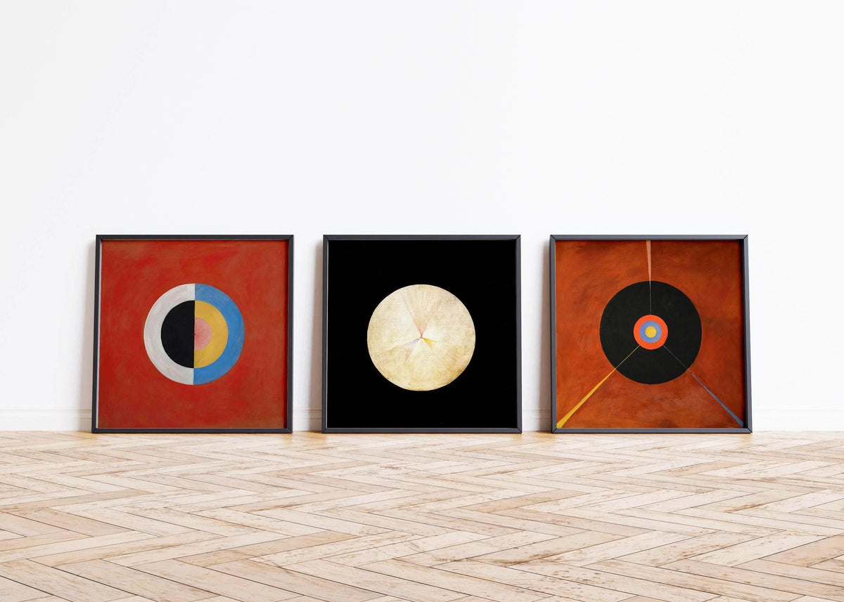 Hilma Af Klint DÉCLARATION TRIO Art | Art abstrait vintage disponible encadré 1x1