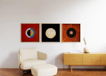 Hilma Af Klint DÉCLARATION TRIO Art | Art abstrait vintage disponible encadré 1x1