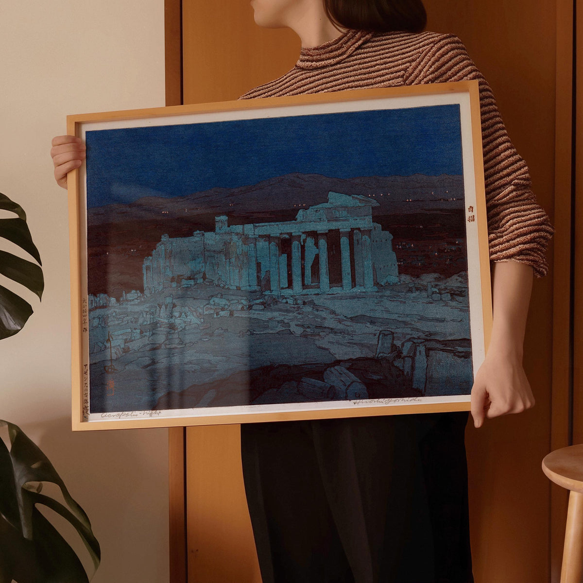 Hiroshi Yoshida Print: Athens Ancient Ruins, Japanese Woodblock Art