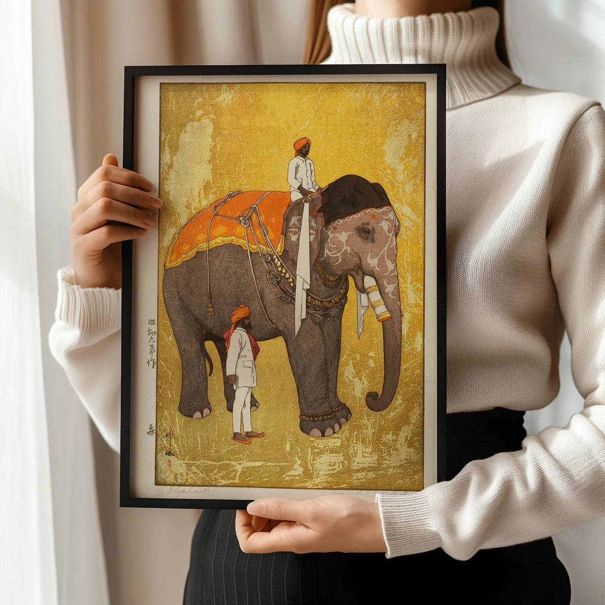Hiroshi Yoshida Elephant Print: Vintage Japanese Woodblock Art