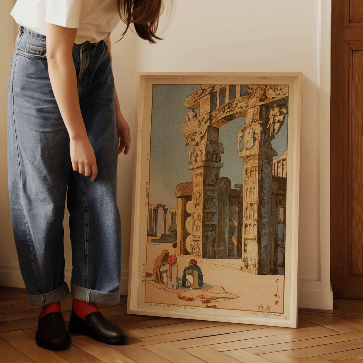Estampe de Hiroshi Yoshida : Art de la gravure sur bois japonaise - Porte du Stûpa de Sanchi