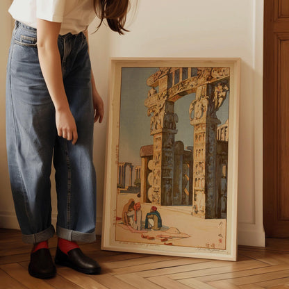 Estampe de Hiroshi Yoshida : Art de la gravure sur bois japonaise - Porte du Stûpa de Sanchi
