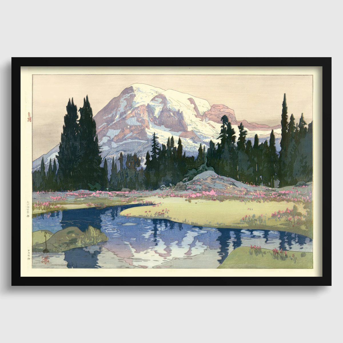 Estampe du Mont Rainier par Hiroshi Yoshida : Art japonais sur bois vintage