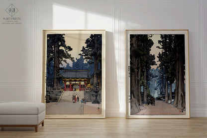 Ensemble d'estampes japonaises sur bois d'Hiroshi Yoshida : Sanctuaire Toshogu et Avenue des Cryptomérias