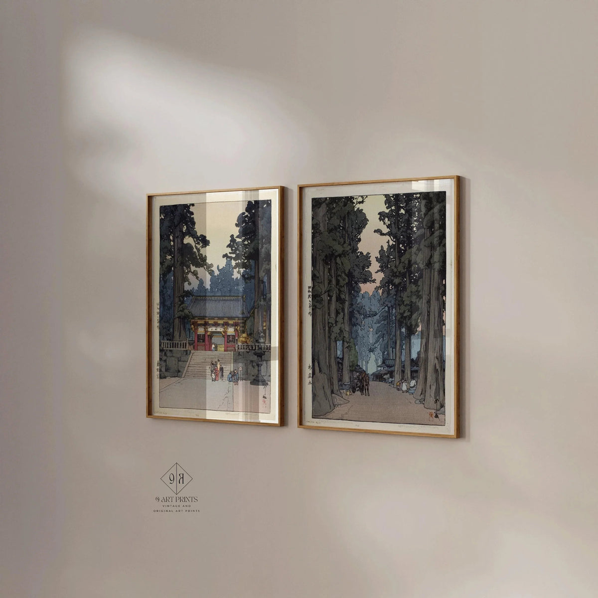 Ensemble d'estampes japonaises sur bois d'Hiroshi Yoshida : Sanctuaire Toshogu et Avenue des Cryptomérias
