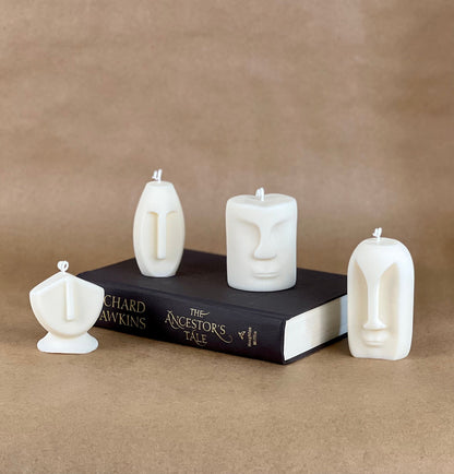 Statue Face Soy Wax Candle Set | Sculptural Home Decor