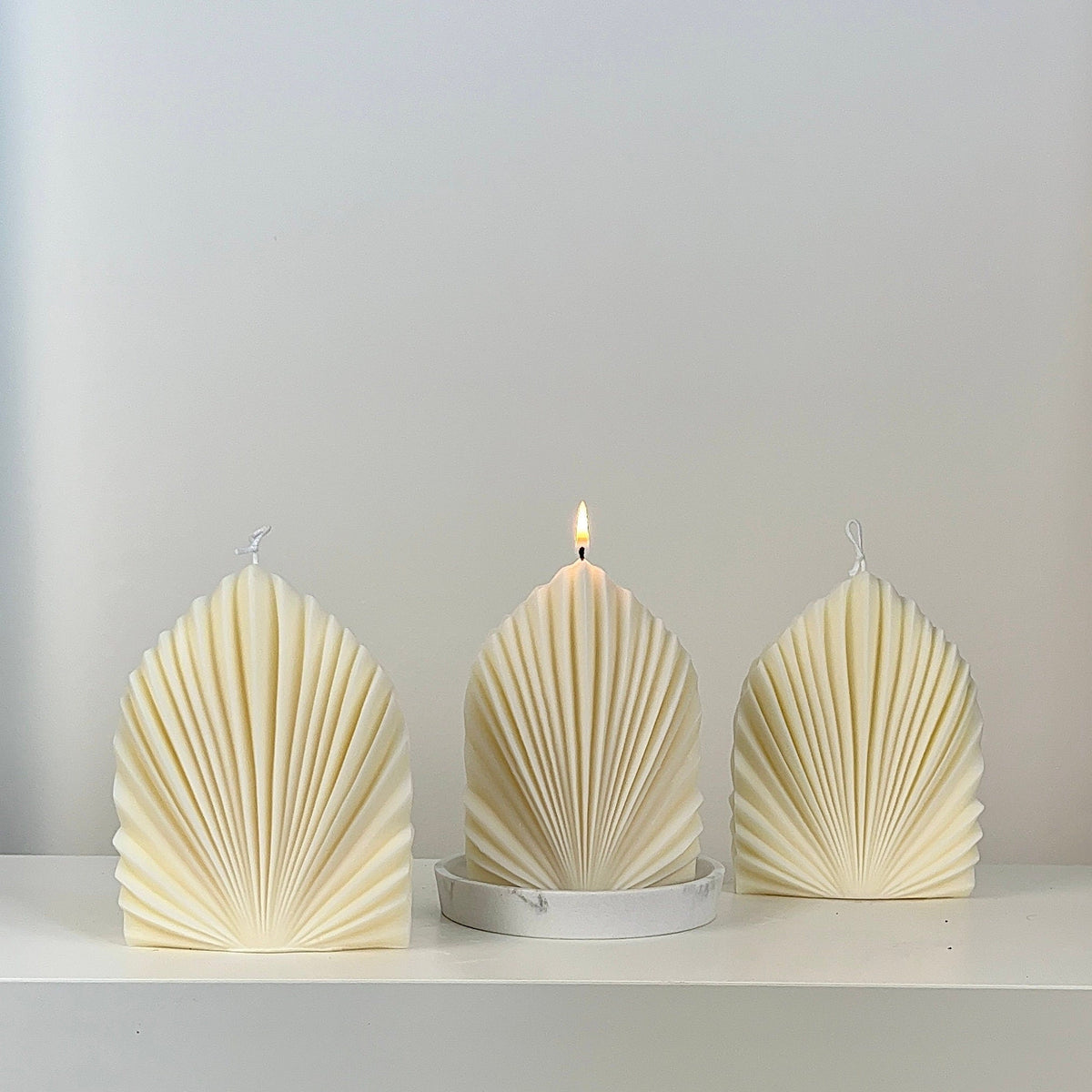 Bougie en cire de soja Feuille de palmier | Décoration d'intérieur sculpturale
