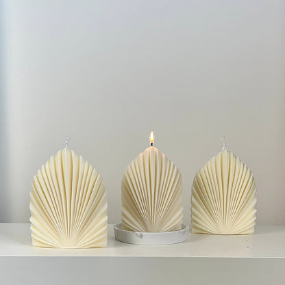 Bougie en cire de soja Feuille de palmier | Décoration d'intérieur sculpturale
