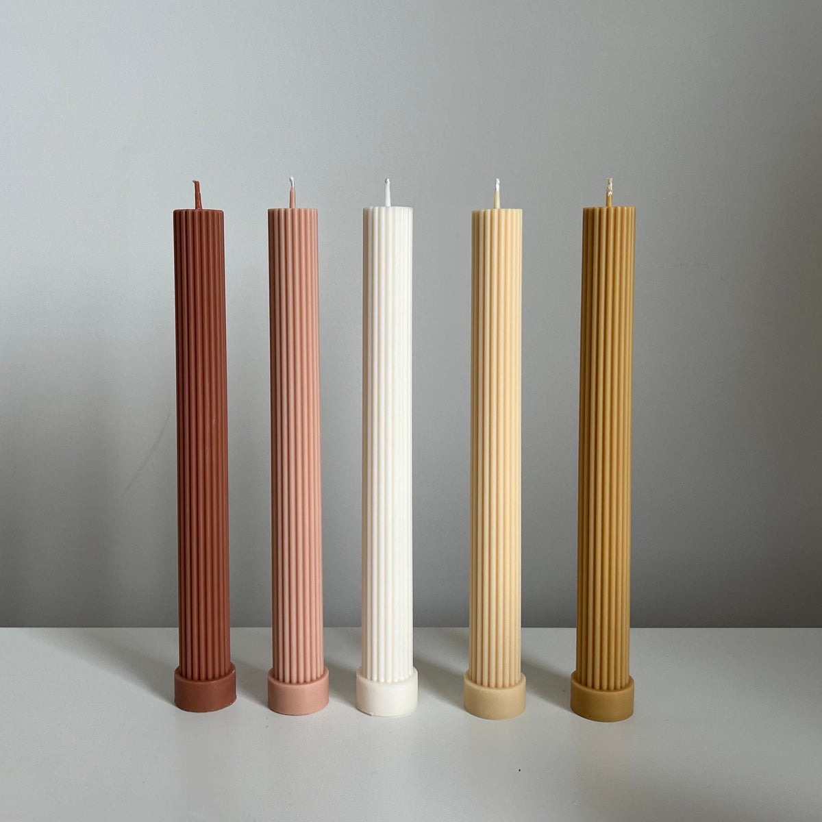 Ribbed Soy Wax Taper Candle: Unscented Event Decor